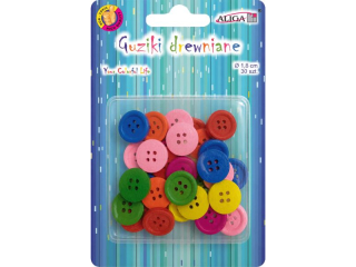 Guziki drewniane GUZ-2089 mix kolor�w, rozm. 1, 8CM, op. 30szt.