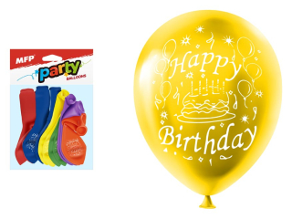 Balon M standard 12szt worek 23cm Happy Birthday mix