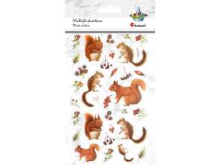 Naklejki foliowe wiewi�rki, ki�cie owoc�w mix 32szt.