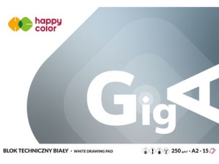 Blok techniczny GigA biay, A2, 15 ark, 250g, Happy Color [opakowanie=5szt]