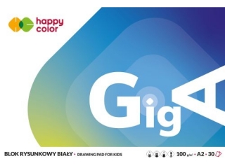 Blok rysunkowy GigA biay, A2, 30 ark, 100g, Happy Color [opakowanie=5szt]