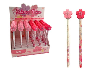 Długopis żelowy SAKURA z ozdobnym kwiatem, niebieski, 0, 5, MG