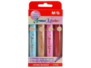 Markery zapachowe, brokatowe, 4 kolory, mix 2, MG