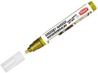 Marker kredowy TOMA �cieralne na sucho, ko�c�wka okr�g�a 4, 5mm, 8g tuszu - z�oty [opakowanie=10szt]TO-296 z�oty