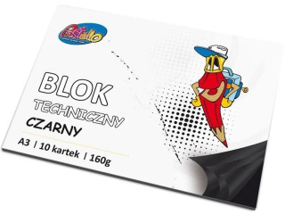 Blok techniczny CZARNY A3 160g 10k PAS-8547 [opakowanie=10szt]