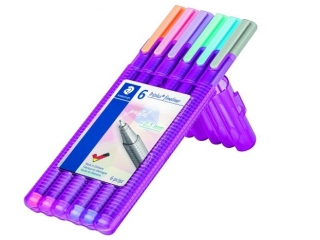 Cienkopis triplus, PASTEL, 6 kol. w etui, Staedtler