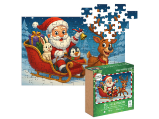 Milliwood - Classic Jigsaw Puzzle 90 pcs ? JINGLE RIDE WITH SANTA / Podr z Mikoajem - nowo - PAPIEROWE - FSC MIX CREDIT  (5087)