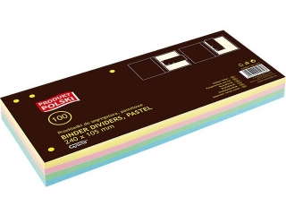 Przekadki do segregatora kartonowe GRAND 100 szt. pastelowe
