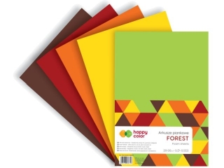Arkusze piankowe FOREST, A4, 5 ark, 5 kolorw, 2 rodzaje, Happy Color