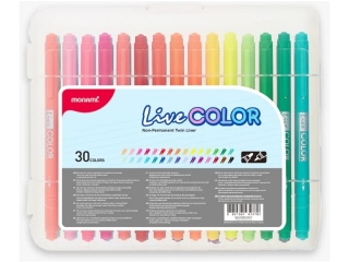 Cienkopisy dwustronne okr�g�e 0, 6/1, 2 mm LIVE COLOR MONAMI - 30 kolor�w - 1 szt. op.