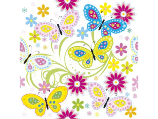 Serwetki POL-MAK Daisy Lunch 33cm 20szt. Graphic Colour Butterflies with Flowers SDOG028701 [opakowanie=24szt]