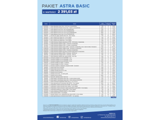 Pakiet ASTRA P1 Basic  o wartoci 2391, 03z +GRATIS: towar za 231, 10z lub rondle