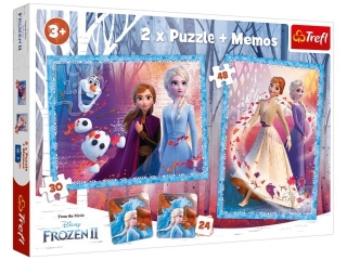 Puzzle "2w1 + memos - Tajemnicza krainai" / Disney Frozen II 90814