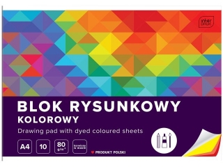 Blok rysunkowy kolorowy A4 10k. 80g INTERDRUK Barwiony w masie