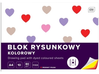 Blok rysunkowy kolorowy A4 10k. 80g INTERDRUK Barwiony w masie