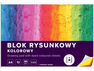 Blok rysunkowy kolorowy A4 10k. 80g INTERDRUK Barwiony w masie