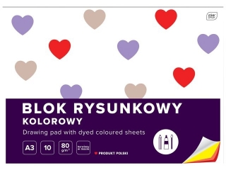 Blok rysunkowy kolorowy A3 10k. INTERDRUK Barwiony w masie