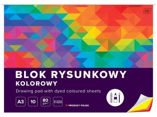 Blok rysunkowy kolorowy A3 10k. INTERDRUK Barwiony w masie