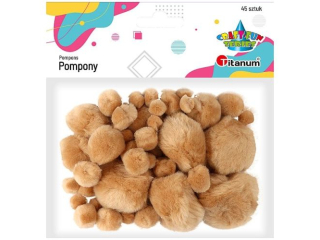 Pompony akrylowe mix rozmiarów 45szt. beżowe