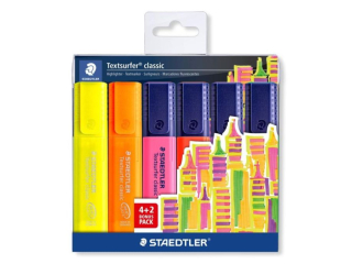 Zakreślacz Textsurfer Classic, 6 szt., w etui, 4+2 gratis, Staedtler