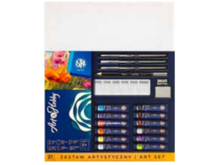 Zestaw artystyczny ARTxHOBBY 2 - 21 el. akryle 12�12 ml, 3 p�dzle, o��wek, gumka, temp. paleta + p��tno bia�e i czarne [opakowanie=1szt] (CEN+3%)