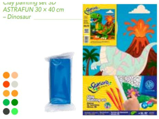 Zestaw do malowania obraz�w 3D z ciastoliny ASTRAFUN Clay Painting 30 � 40 cm ? Dinozaur [opakowanie=12szt]