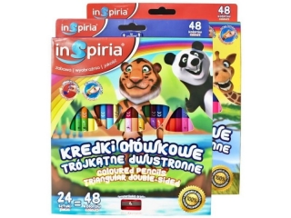 INSPIRIA - KREDKI TR�JK�TNE DWUSTRONNE 24 SZT. 48 KOL. 7697