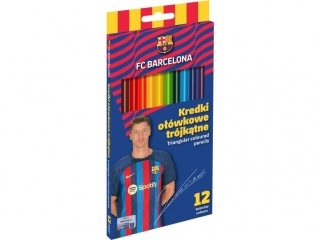Kredki owkowe trjktne FC BARCELONA - 12 kolorw