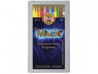 Kredki KOH-I-NOOR Progresso Magic 12 kolorw, metalowe etui