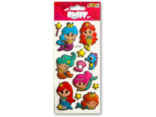 PENMATE KOLORI NAKLEJKI PUFFY PUF-5808 HAPPY MERMADIS
