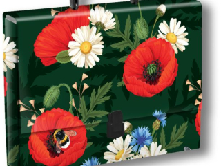 PENMATE TECZKA Z R�CZK� A4 T0127 KWIATY POLSKIE MAKI W ZIELENI  FOLIA MAT NIERYSUJ�CA