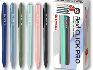 PENMATE D�UGOPIS FLEXI CLICK PRO W OPAKOWANIU 12 SZT. NIEBIESKI WK�AD, OBUDOWA MIX KOLOR�W MORANDI [opakowanie=12szt]