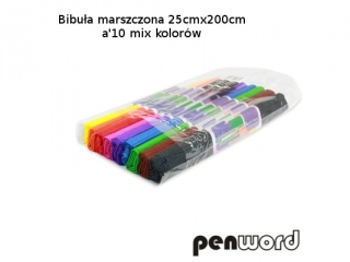 Bibua marszczona PENWORD 25x200cm 10 kolorw HURT