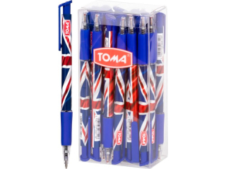 D�ugopis TOMA Union Jack Automat z ko�c�wk� 1, 0mm, motyw flagi brytyjskiej - niebieski [opakowanie=30szt]TO-068 niebieski