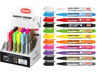 Marker kredowy TOMA, ko�c�wka okr�g�a 1, 5mm, 6g tuszu - mix Display 24szt [opakowanie=24szt]TO-293 mix Display 24szt