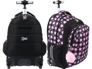 Plecak na kółkach 4 komorowy 17" TB1 PINK CHECKERED