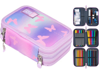 Pirnik szkolny potrjny z wyposaeniem PC5 PINK BUTTERFLIES