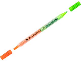 Zakre�lacz TOMA Blizzard Duo Color, ko�c�wka 4mm + ko�c�wka 1mm, 8 kolor�w tuszu - pomara�czowy+zielony [opakowanie=10szt]TO-337 pomara�czowy+zielony