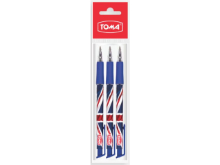 Długopis automatyczny TOMA 1mm Great Britain niebieski, poszetka komplet 3szt.
