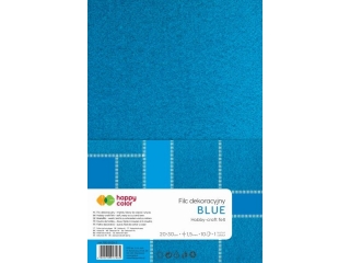 Filc dekoracyjny, 20x30 cm, 1,5 mm, 10 ark., niebieski, Happy Color