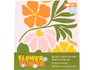 Blok z motywami BLOOM, 15, 2x15, 2cm, 24 ark, 180g/120g, Happy Color [opakowanie=3szt]