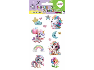 Tatuae zmywalne UNICORNS, rozm. 100x200 mm, Happy Color