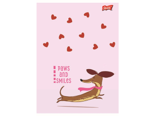Zeszyt A5 32 kartki linia dwukolorowa ok�adka laminowana lakier miejscowy UV 70 g/m2  LOVELY DACHSHUND [opakowanie=15szt]