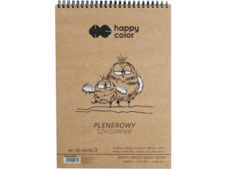 Szkicownik na spirali PLENEROWY A4, 50 ark, 3 kolory, 80/90g, Happy Color [opakowanie=5szt]