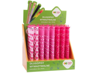 Długopis wymazywalny Uszaki Pink Unicorn, 0.5mm, niebieski, display 40 szt., Happy Color