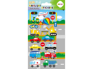Naklejki 3D SOFT PUFFY FUN - Street Cars, 110X205 mm, Happy Color | DOSTPNE NA POCZTKU LISTOPADA [opakowanie=5szt]