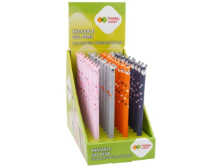 D�ugopis wymazywalny Uszaki Babe, 0.5mm, niebieski, display 36 szt, Happy Color