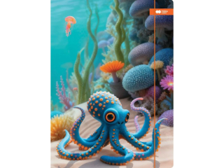 Teczka kartonowa z gumk�, Aqua Cuties, O�miornica, 24x31cm, Happy Color [opakowanie=10szt]