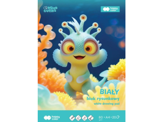 Blok rysunkowy, bia�y, Aqua Cuties, 80 g/m2, A4, 20 ark., Happy Color [opakowanie=20szt]