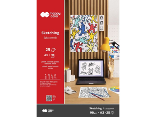 Blok szkicowy M�ody Artysta, A3, 25 ark, 90g, Happy Color [opakowanie=5szt]